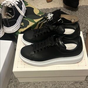 Alexander McQueen Men's Black Sneakers with White Sole
